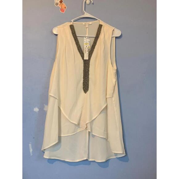 BNWT Spense Ivory Tank Top: Ruffled - Picture 2 of 3